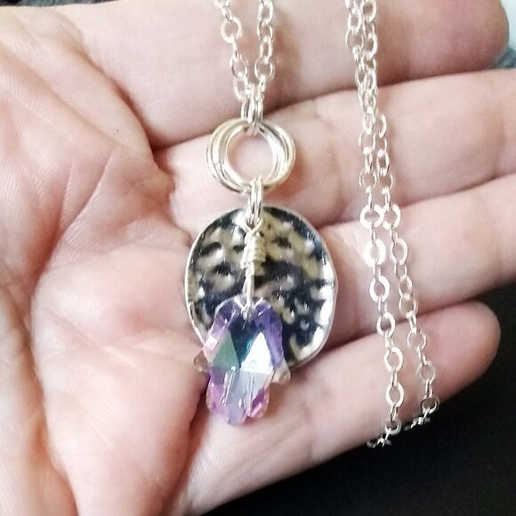 Glittering Shimmering Hand of Fatima ~ Hamsa Hand ~ Hand of Miriam - Blessings! - Picture 7 of 10